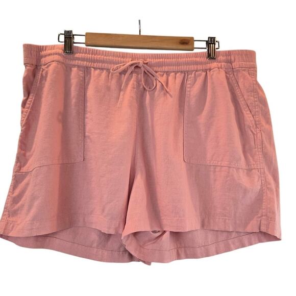 J.Crew Factory Linen-blend Pink Drawstring Short Womens XL - Picture 1 of 7